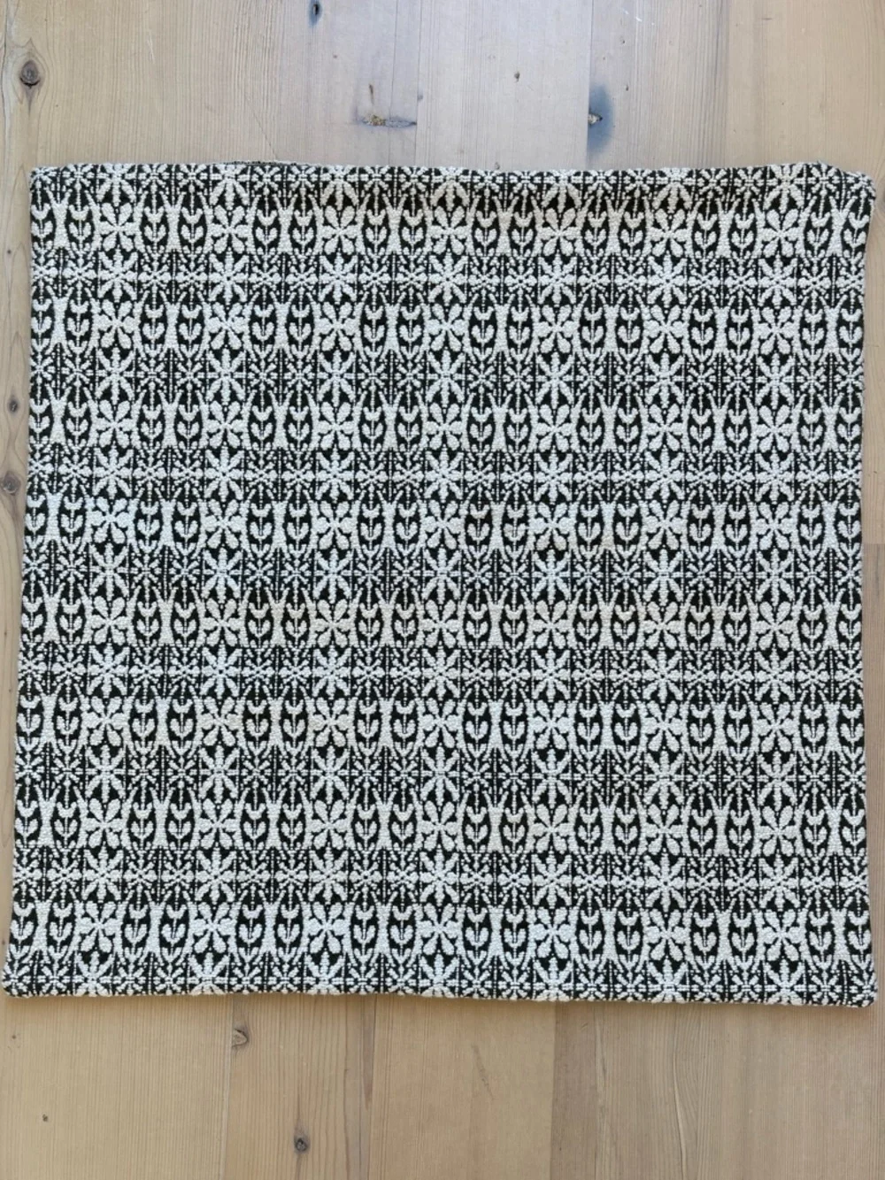 West Elm Dark Gray & White Geometric Knit Square Pillow Case - 24”x24”